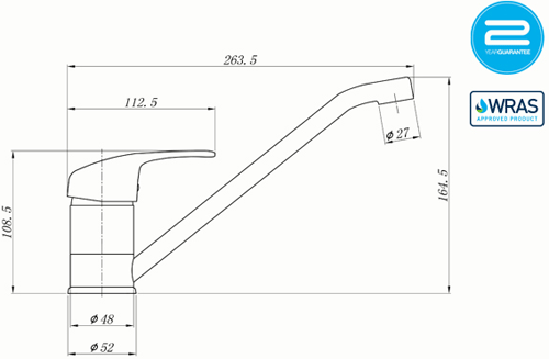 Additional image for Fontaine Single Lever Kitchen Tap (Chrome).