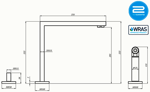 Additional image for Novanta 4 Hole Kitchen Tap With Rinser (Brushed Steel).