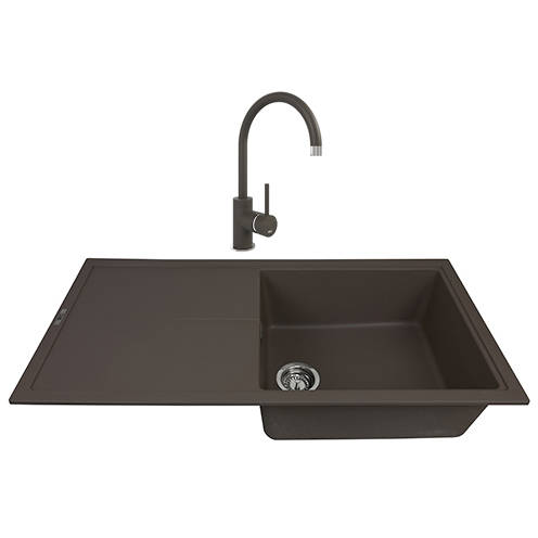 Additional image for Kitchen Sink & Tap Pack, 1.0 Bowl (1000x500, Mocha).