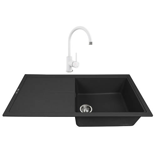 Additional image for Kitchen Sink & Tap Pack, 1.0 Bowl (1000x500, Black & Polar White).