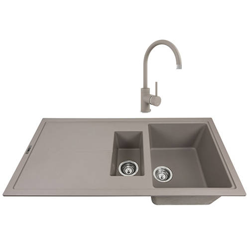 Additional image for Kitchen Sink & Tap Pack, 1.5 Bowl (1000x500, Concrete).