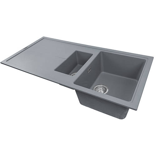 Additional image for Kitchen Sink & Tap Pack, 1.5 Bowl (1000x500, Metallic Grey).