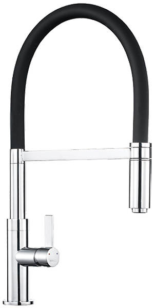 Additional image for Spirale Single Lever Rinser Kitchen Tap (Chrome & Black).