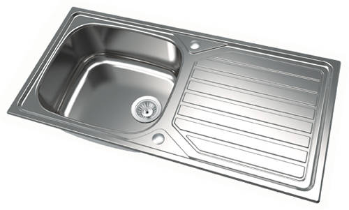 Additional image for Reversible Inset Kitchen Sink With Plumbing Kit (Satin, 1000x500mm).