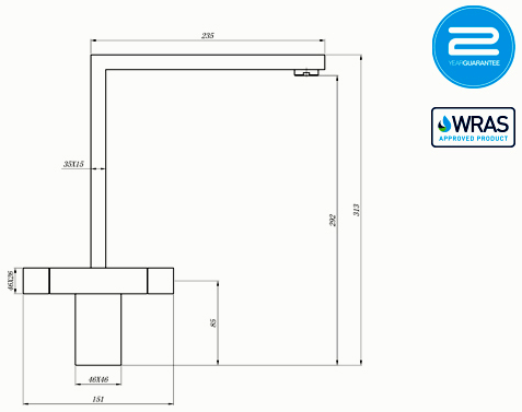 Additional image for Vesare Square Dual Control Kitchen Tap (Brushed Steel).