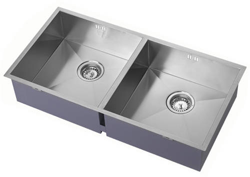 Additional image for Undermounted Two Bowl Kitchen Sink With Kit (Satin, 825x400mm).