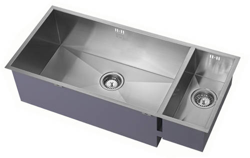 Additional image for Undermounted Two Bowl Kitchen Sink With Kit (Satin, 905x400mm).