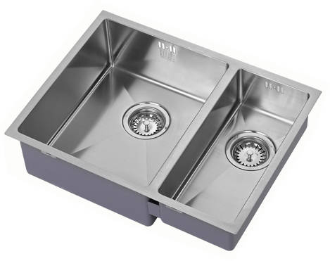Additional image for Undermounted Two Bowl Kitchen Sink With Kit (Satin, 585x440mm).