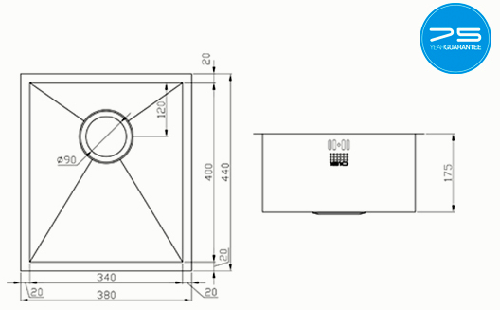 Additional image for Undermounted Kitchen Sink With Plumbing Kit (Satin, 340x400mm).