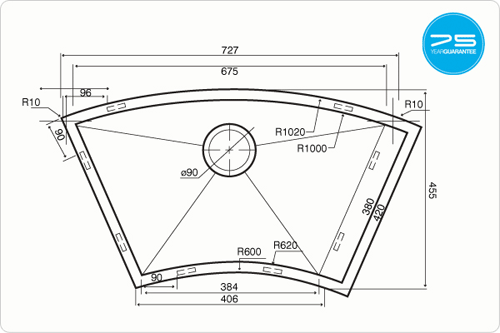 Additional image for Undermounted Curved Kitchen Sink With Kit (Satin, 727x455mm).