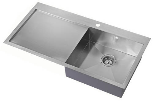 Additional image for Overmounted Kitchen Sink, Left Hand Drainer (Satin, 1000x510).