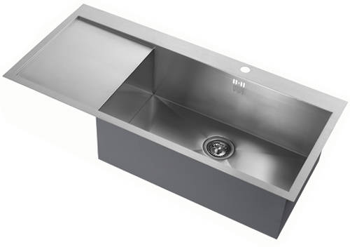 Additional image for Overmounted Kitchen Sink, Left Hand Drainer (Satin, 1100x510).