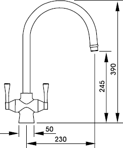 Additional image for Gosford Twin Lever Kitchen Tap (Chrome).