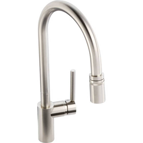 Additional image for Ratio Single Lever Pull Out Kitchen Tap (Brushed Nickel).