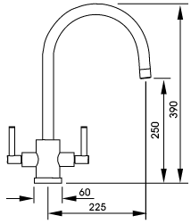 Additional image for Atlas Twin Lever Kitchen Tap With Swivel Spout (Chrome).