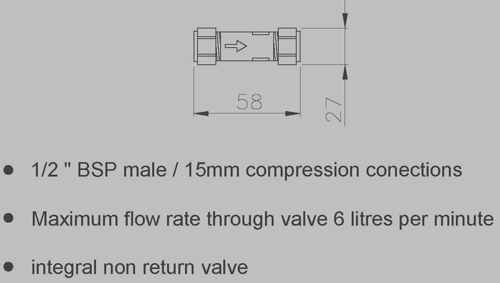 Additional image for 1 x Water Flow Control Valve (15mm).