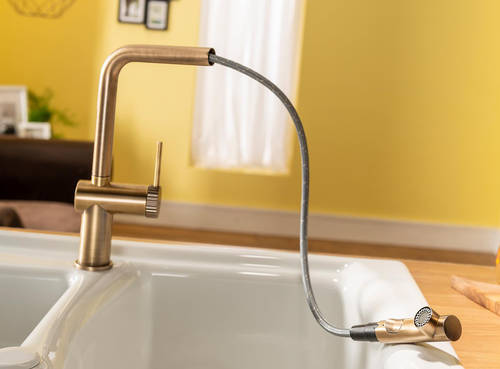 Additional image for Fraction Pull Out Kitchen Tap (Ant Brass).