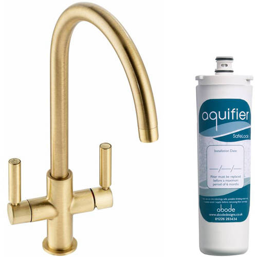 Additional image for Globe Aquifier Water Filter Kitchen Tap (Brushed Brass).