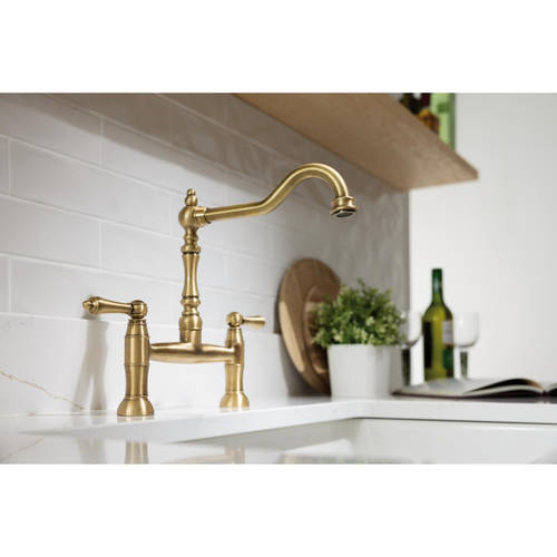 Additional image for Bridge Kitchen Tap With Handspray (An Brass).