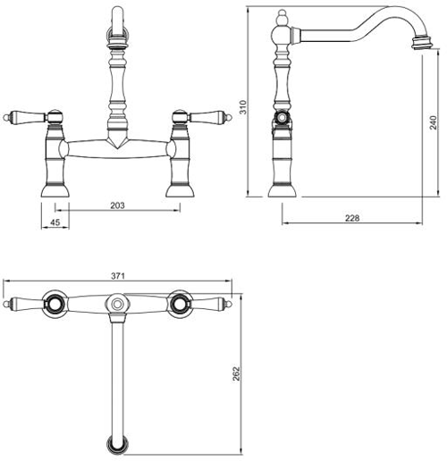 Additional image for Bridge Kitchen Tap With Handspray (An Brass).