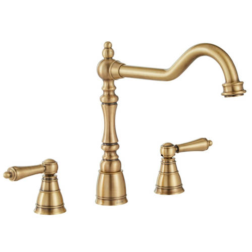 Additional image for 3 Hole Kitchen Tap (Antique Brass).