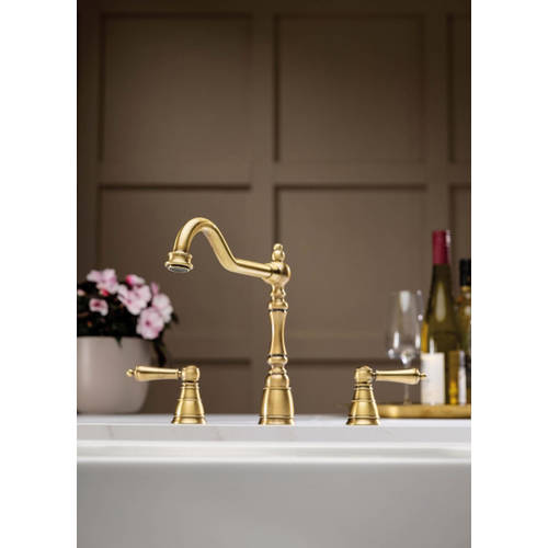 Additional image for 4 Hole Kitchen Tap With Handspray (An Brass).
