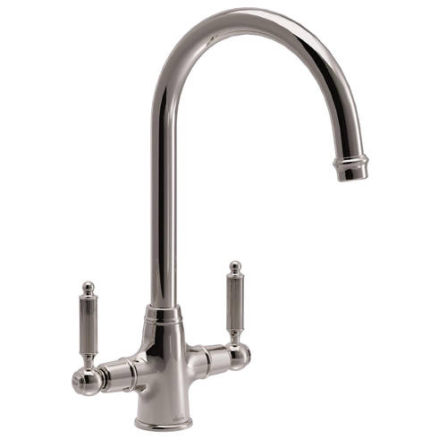 Additional image for Ornate Twin Lever Kitchen Tap (Polished Nickel).