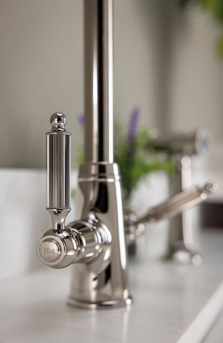 Additional image for Ornate Twin Lever Kitchen Tap (Polished Nickel).
