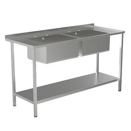 Additional image for Catering Sink With 2 Bowls & Legs 1500mm (Stainless Steel).