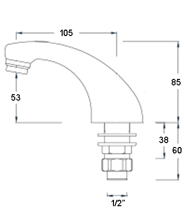 Additional image for Knee Operated Timed Flow Valve & Spout (Exposed).