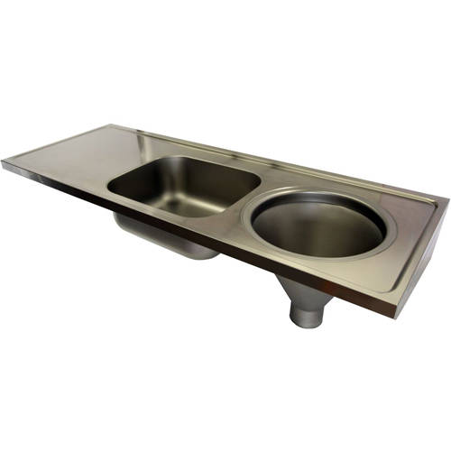 Additional image for Hospital Sluice Sink With Sink & Plain Top (RH, S Steel).