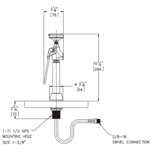 Additional image for Deck Mounted Stay Open Drench Handset With Single Spray.