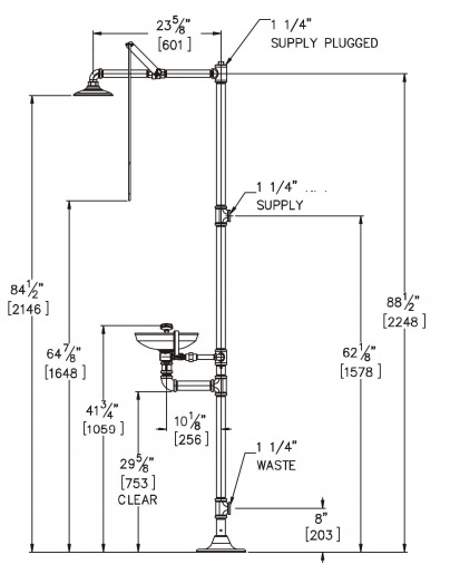 Additional image for Combination Emergency Drench Shower With Column (Plastic Head).