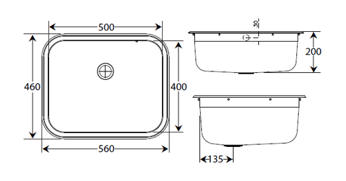 Additional image for Plain Front Insert Utility Sink 560x460mm (S Steel).