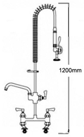 Additional image for Pre Rinse Twin Catering Tap With 12" Pot Filler Spout (Chrome).