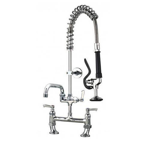 Additional image for Short Pre Rinse Twin Catering Tap With 12" Pot Filler (Chrome).