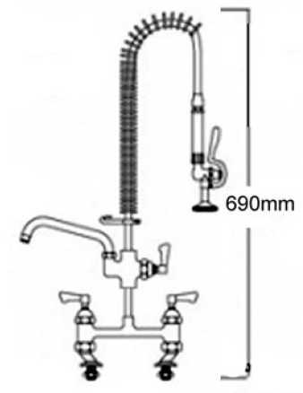 Additional image for Short Pre Rinse Twin Catering Tap With 16" Pot Filler (Chrome).