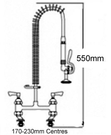 Additional image for Super Short Pre Rinse Twin Catering Tap (Chrome).