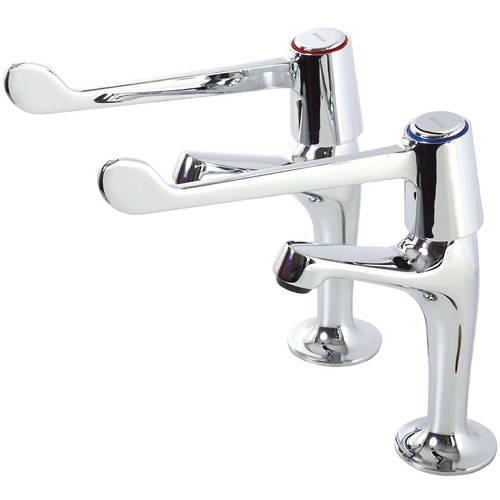 Additional image for High Neck Basin Taps With 6" Lever Handles (Chrome).