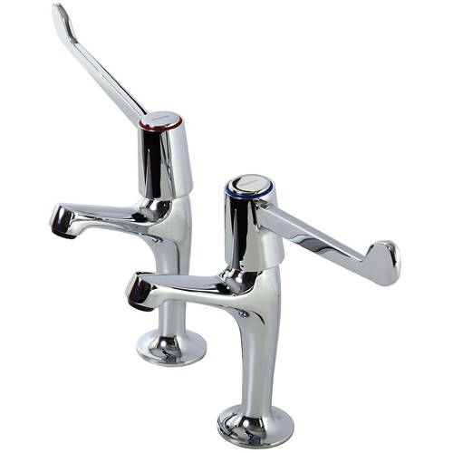 Additional image for High Neck Basin Taps With 6" Lever Handles (Chrome).