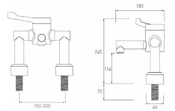 Additional image for Deck Mounted Thermostatic Hospital Tap, Lever Handle.