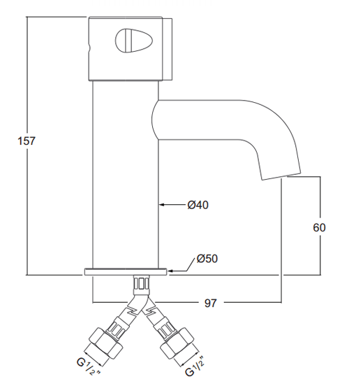 Additional image for Non Concussive Basin Mixer Tap (Chrome).