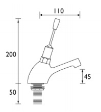 Additional image for Toggle Lever Non Concussive Basin Tap (Single, Chrome).