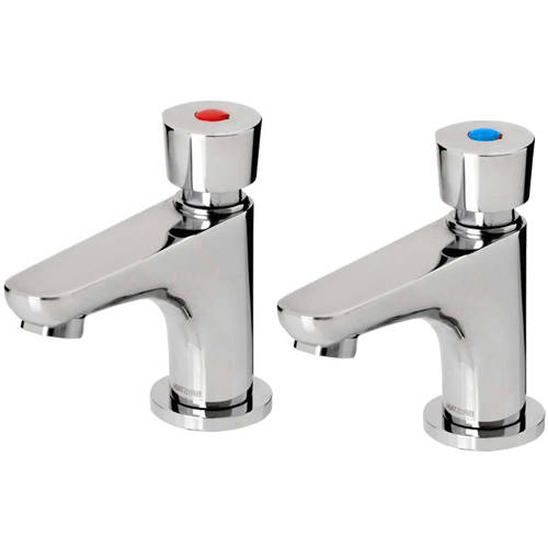 Additional image for Soft Touch Self Closing Basin Tap (Pair, Chrome).