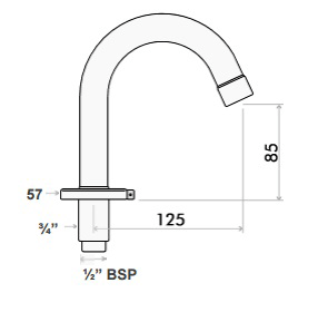 Additional image for Deck Mounted Curved Basin Spout (Chrome).