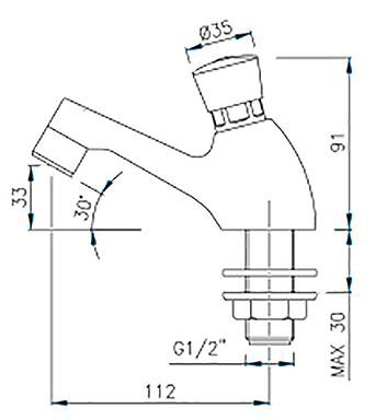 Additional image for Non Concussive Basin Tap (Single, Chrome).