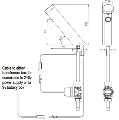 Additional image for 1 x Deck Mounted E Sensor Tap Kit (Mains Powered).