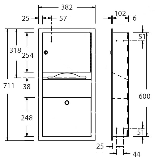 Additional image for Recessed Paper Towel Dispenser With Integrated Bin (S Steel).