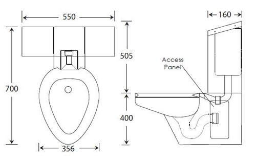 Additional image for Close Coupled Toilet & Cistern (Stainless Steel).