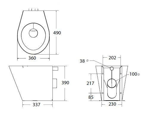 Additional image for Back To Wall Toilet Pan (Stainless Steel, P Trap).